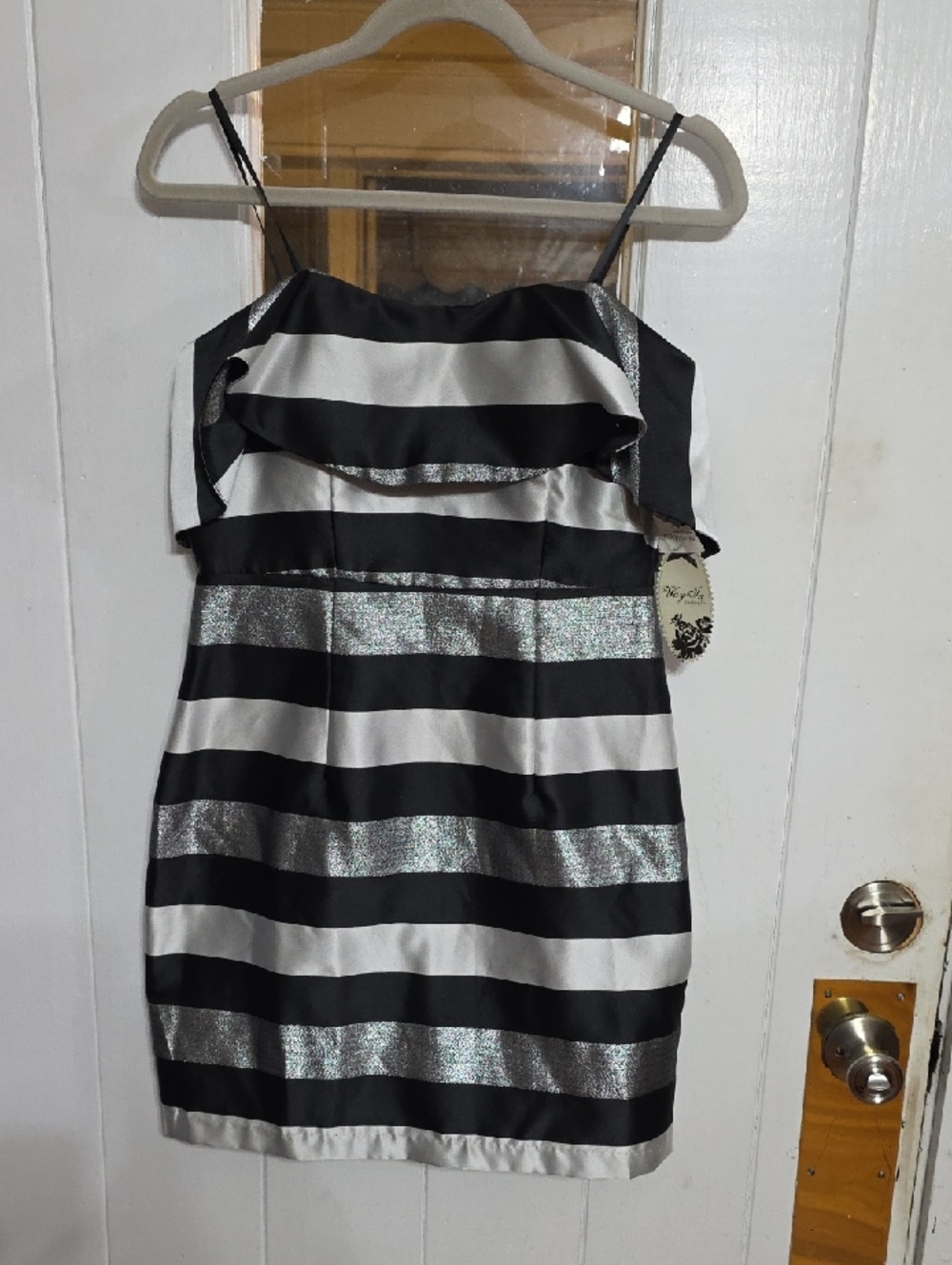 NWT Way In Women's/Jr.'s Cocktail Semi-Formal Dress Black Silver Strapless Sz 11